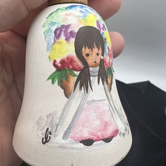 De Grazia Bell Hand Painted Sandstone Creation Pottery Native American Girl - Picture 4 of 8